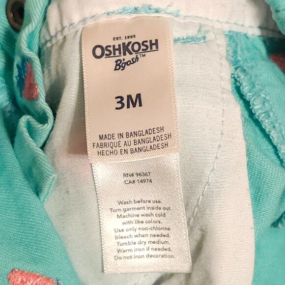 SWEET OshKosh B'Gosh Strawberry Overalls Size 3 Months Baby Shortalls - Picture 2 of 4